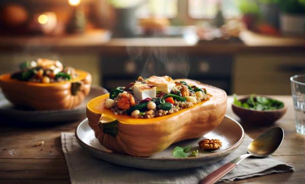 A warm dinner served in a squash: this deliciously stuffed butternut squash puts comfort on the menu!