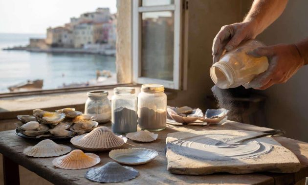 An artist from Marseille has created pigments entirely from recycled seashells producing natural colors never seen in commercial paint