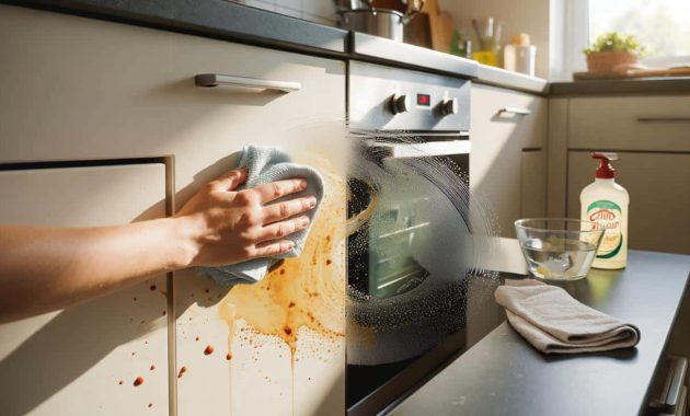 How to remove food splashes from cabinet doors easily