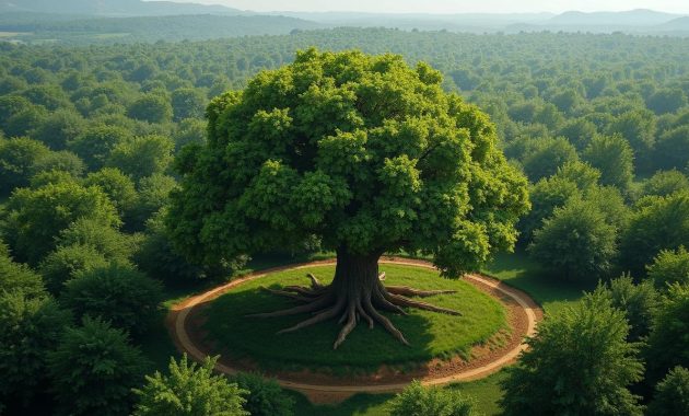 It looks like a forest, but it’s a single tree: it covers 8,500 square meters, is 20 meters tall, and produces 80,000 fruits per harvest.