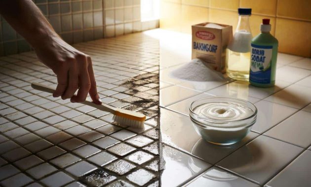 Mix 3 ingredients and apply them to grout. In 15 minutes they look like new