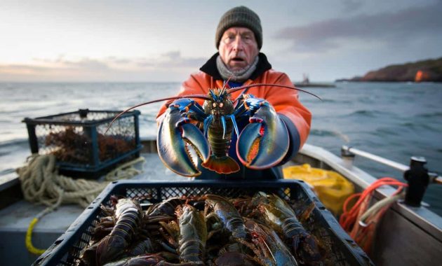 “One in 200 million”: fisherman hauls dazzling electric-blue lobster from the Atlantic