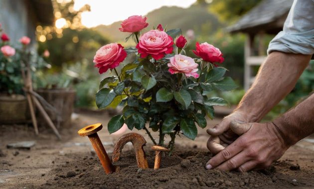 Why old-time gardeners buried a rusty nail at the base of rose bushes