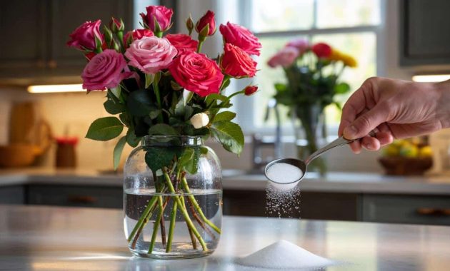 Why putting a spoonful of sugar in vases keeps flowers upright and hydrated